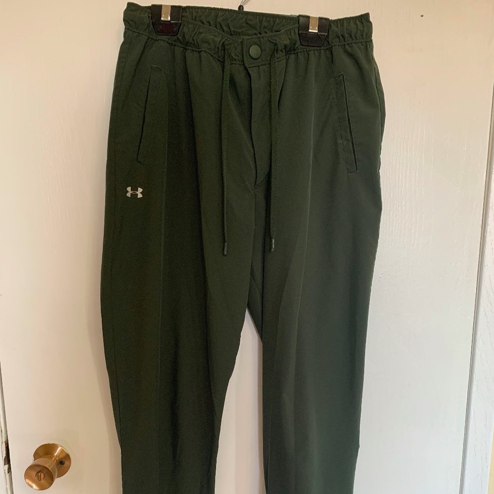 Under Armour, green track pants, small
